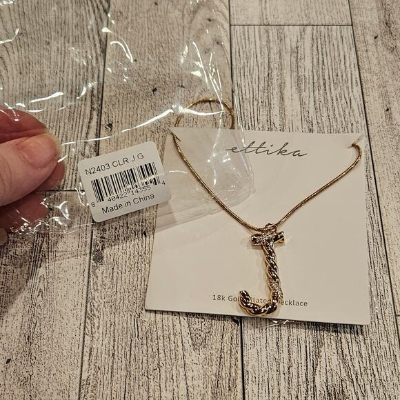 Ettika Women's 18K Gold-plated & Cubic Zirconia Initial J Pendant Necklace - Picture 5 of 6